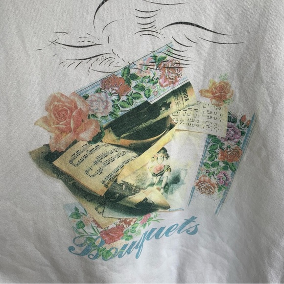 American Vintage Tops - Vintage Bouquets Roses Crewneck Sweatshirt Adult 90s Sweater Music Sheets